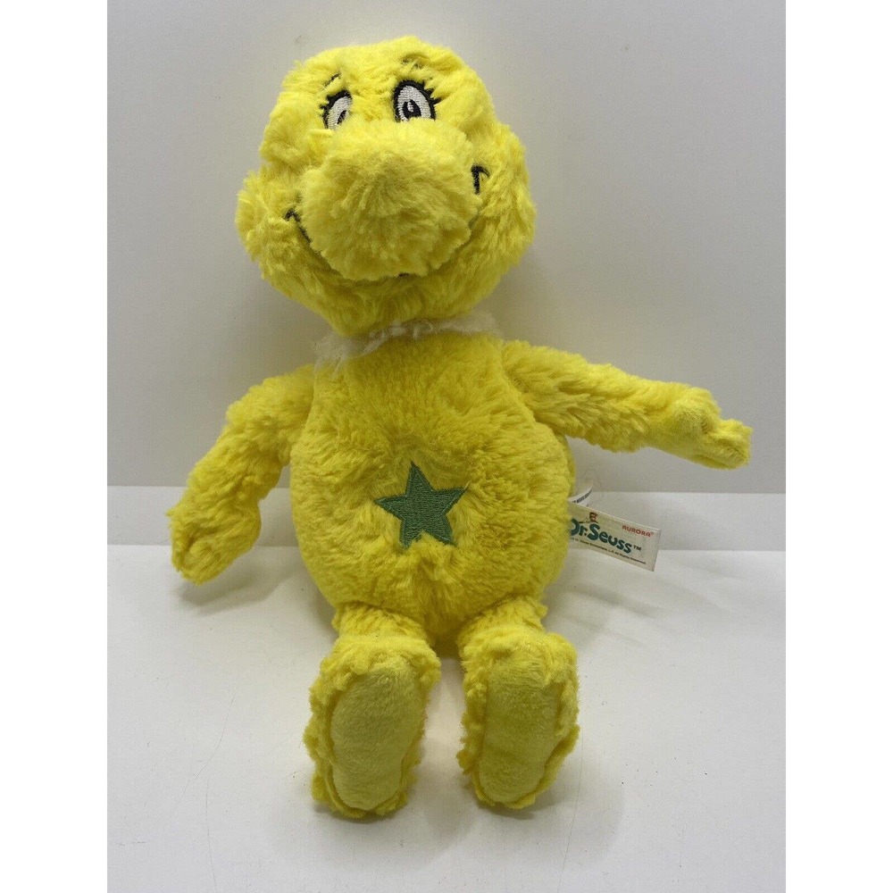 Aurora Dr. Seuss Star Bellied Sneetch Yellow 11” Plush Stuffed Toy EUC